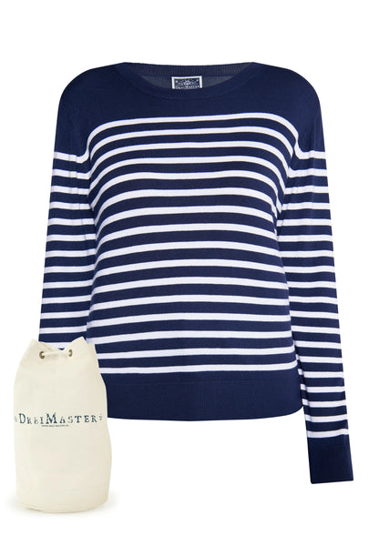 DreiMaster Maritim Damen Strickpullover + Einkaufstaschen-Set