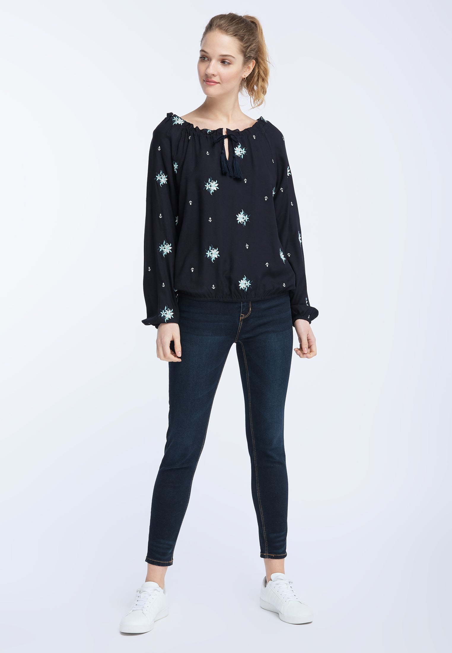 DreiMaster Vintage Bestickte Damenbluse