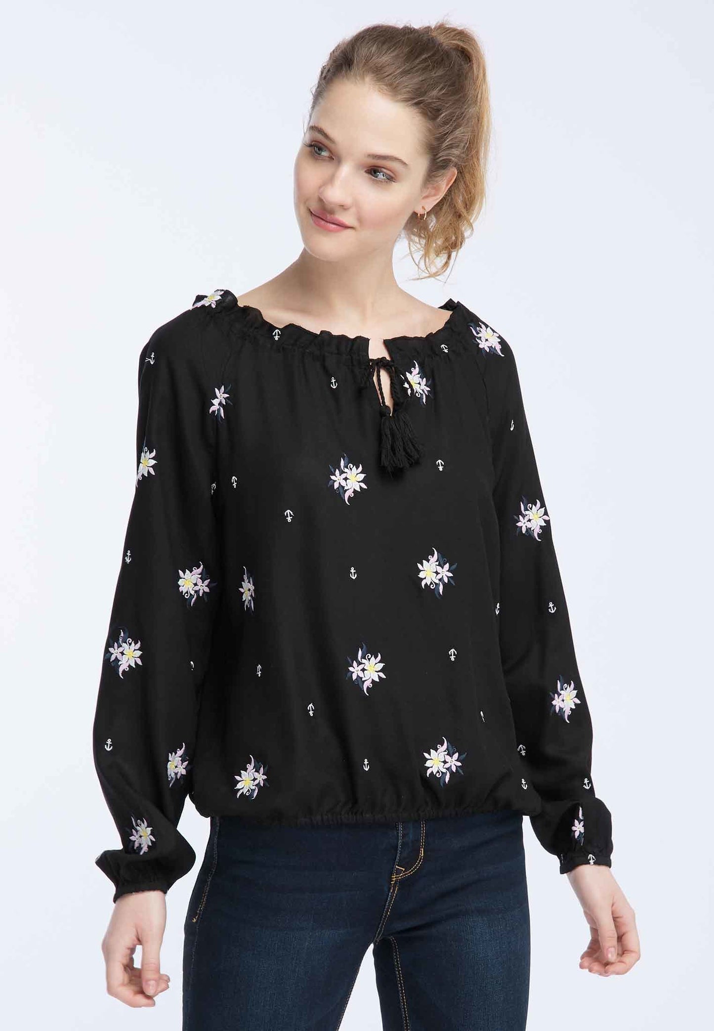 DreiMaster Vintage Bestickte Damenbluse