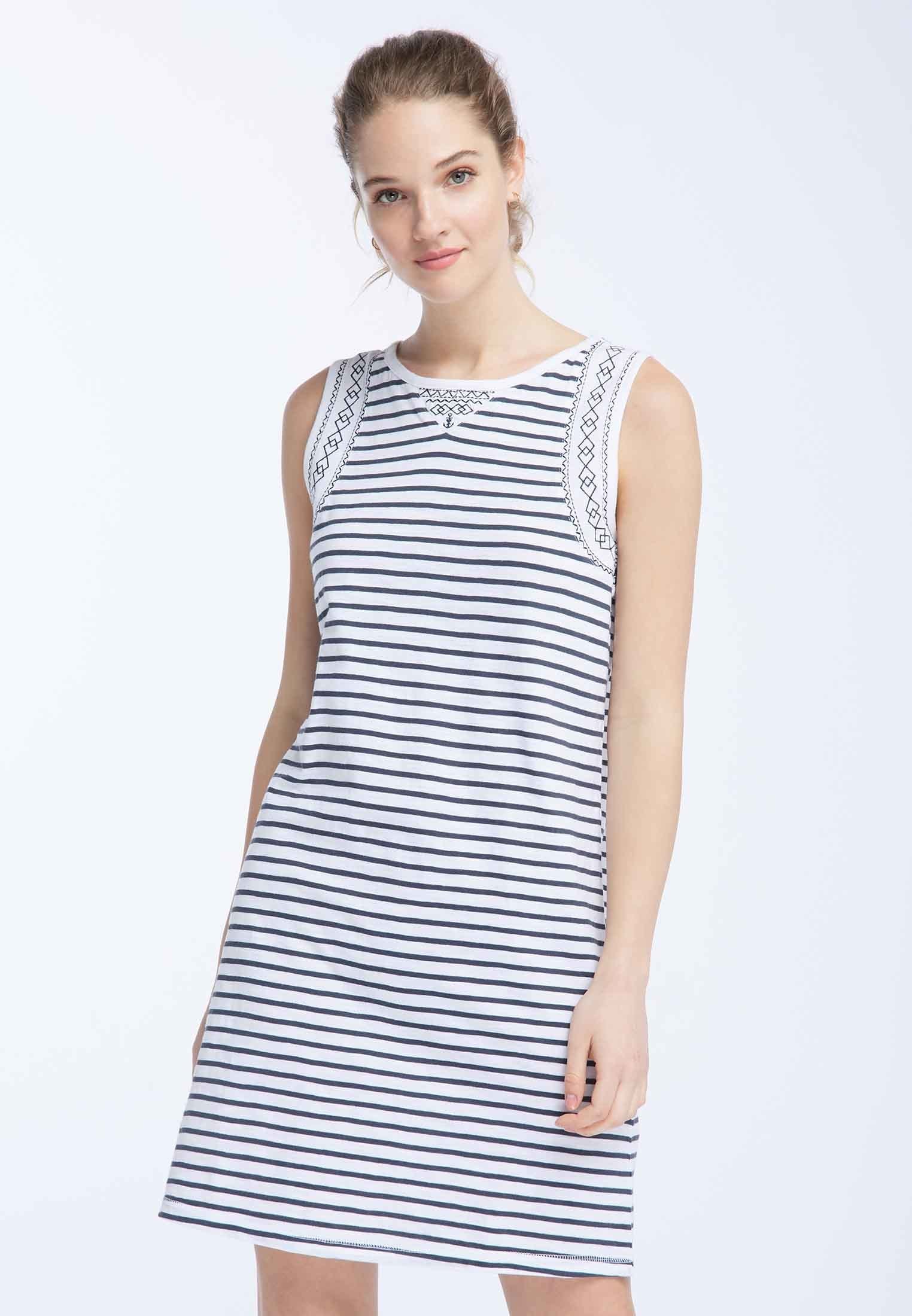 DreiMaster Maritim Women's Besticktes Damen Sommerkleid