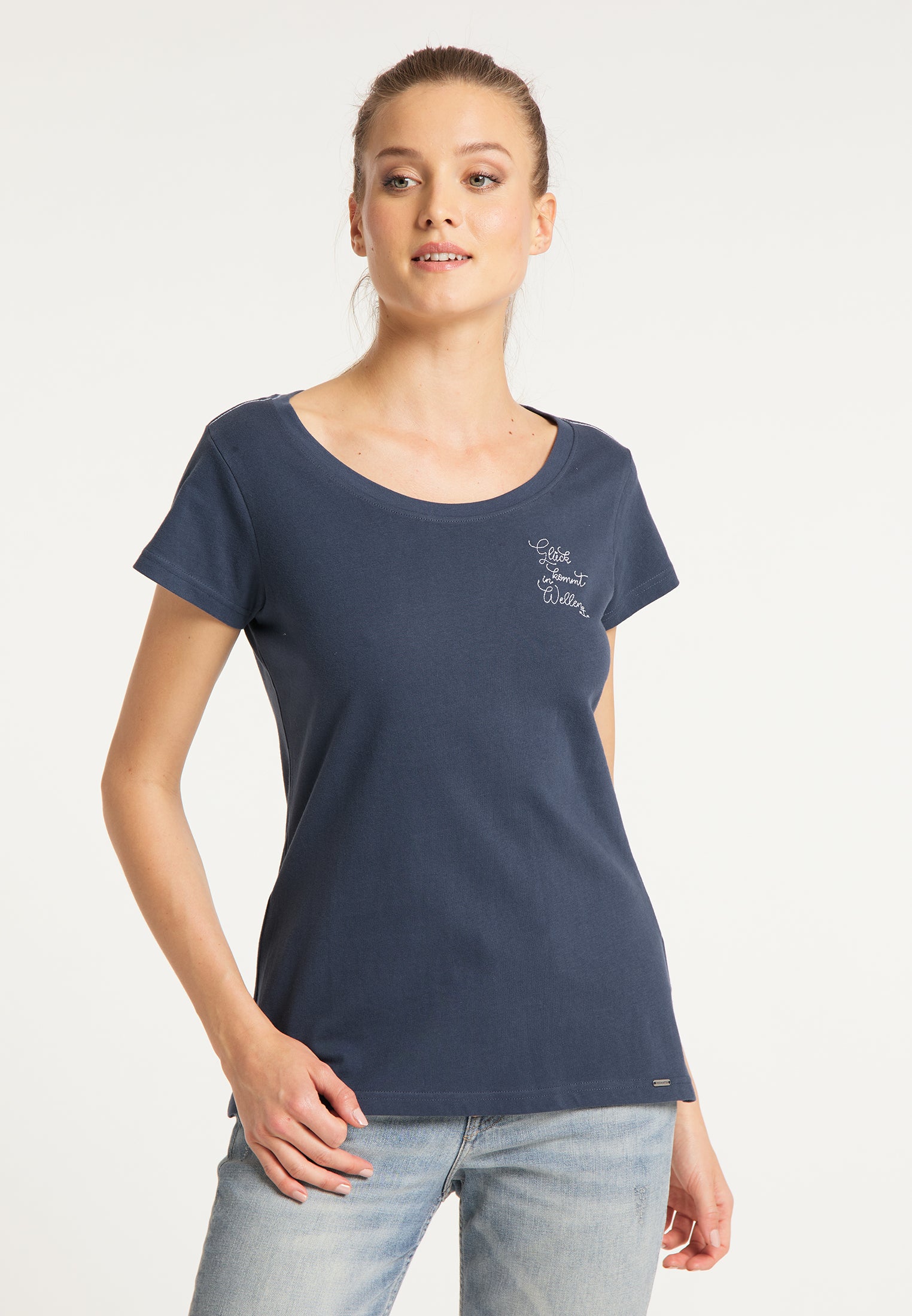 DreiMaster Vintage T-shirt damski z haftem