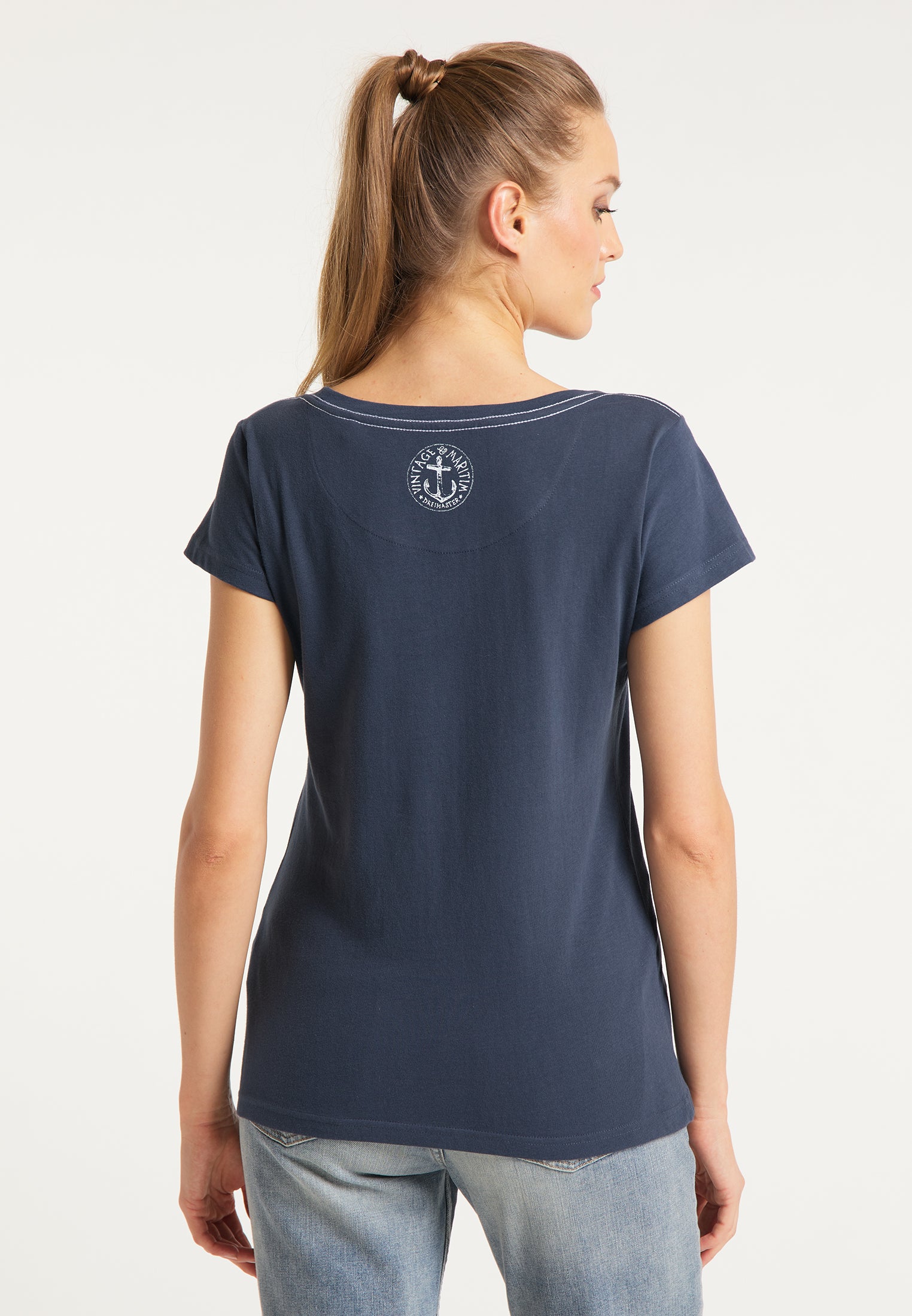 DreiMaster Vintage T-shirt damski z haftem