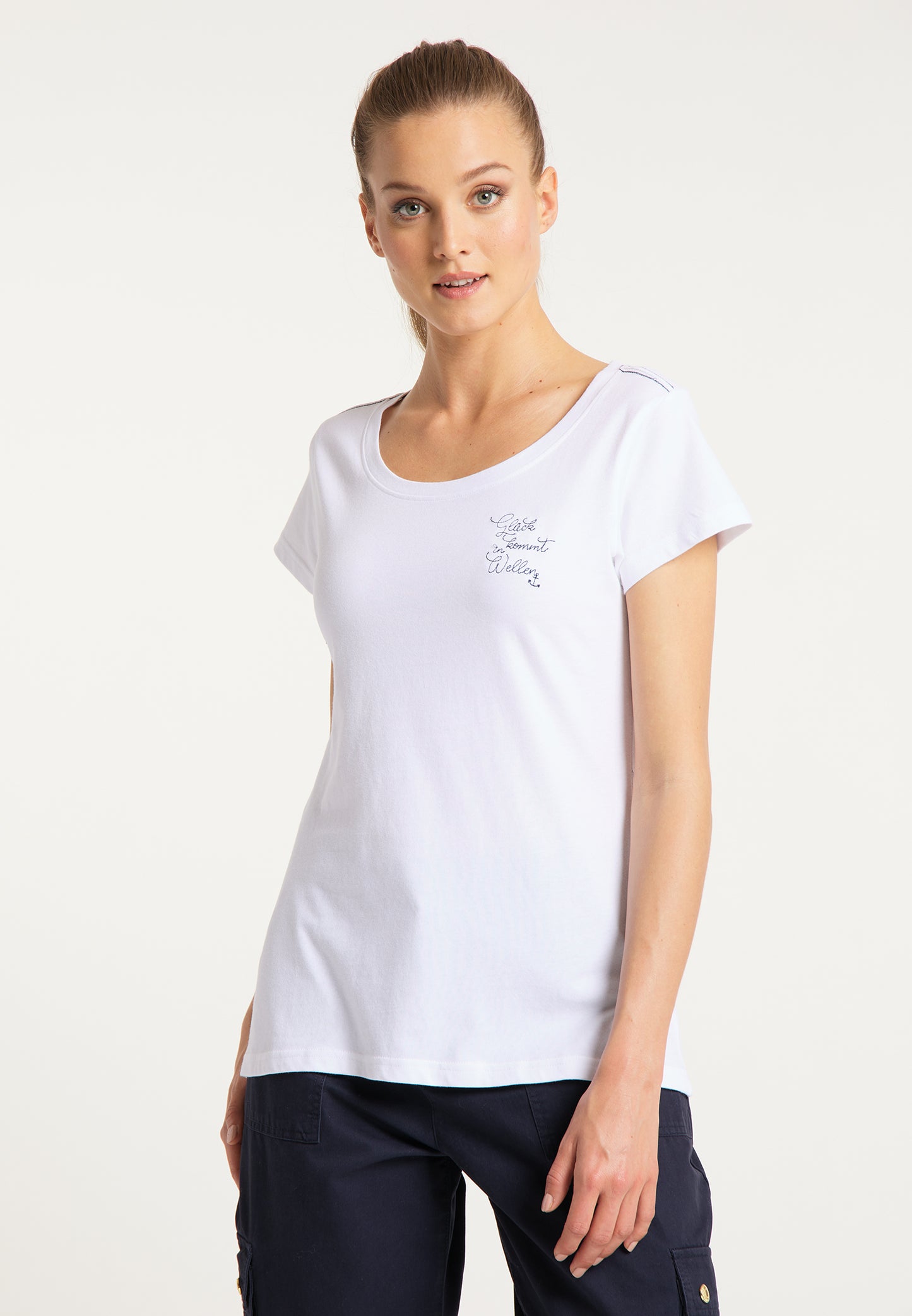 DreiMaster Vintage T-shirt damski z haftem