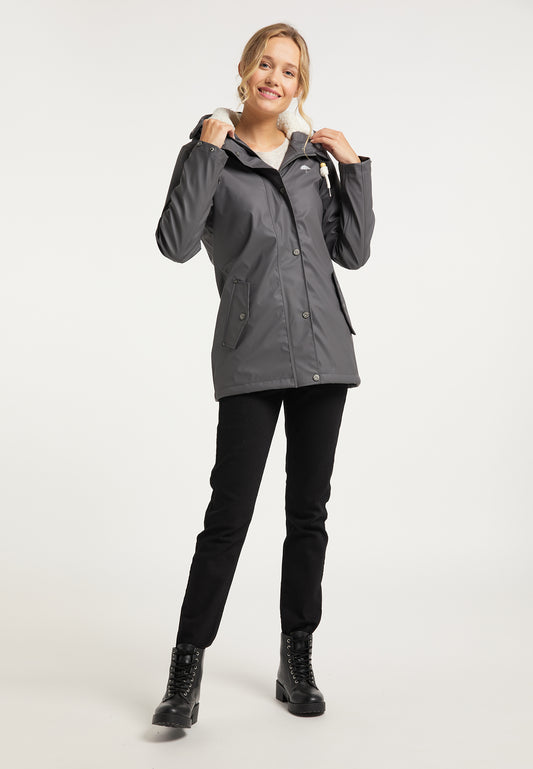 Schmuddelwedda Damen-Regenjacke mit Teddyfutter