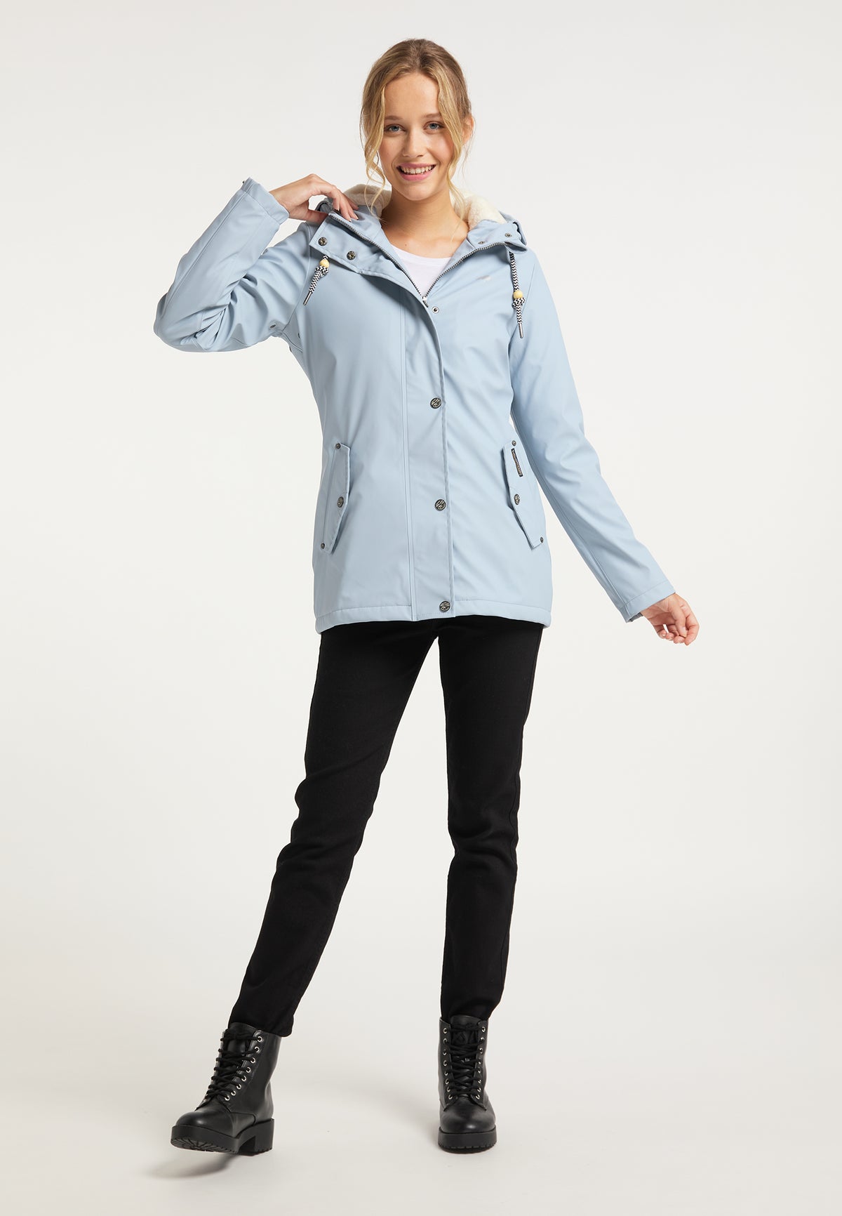 Schmuddelwedda Damen-Regenjacke mit Teddyfutter
