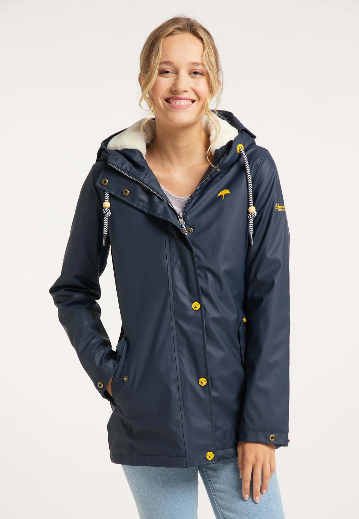 Schmuddelwedda Damen-Regenjacke mit Teddyfutter