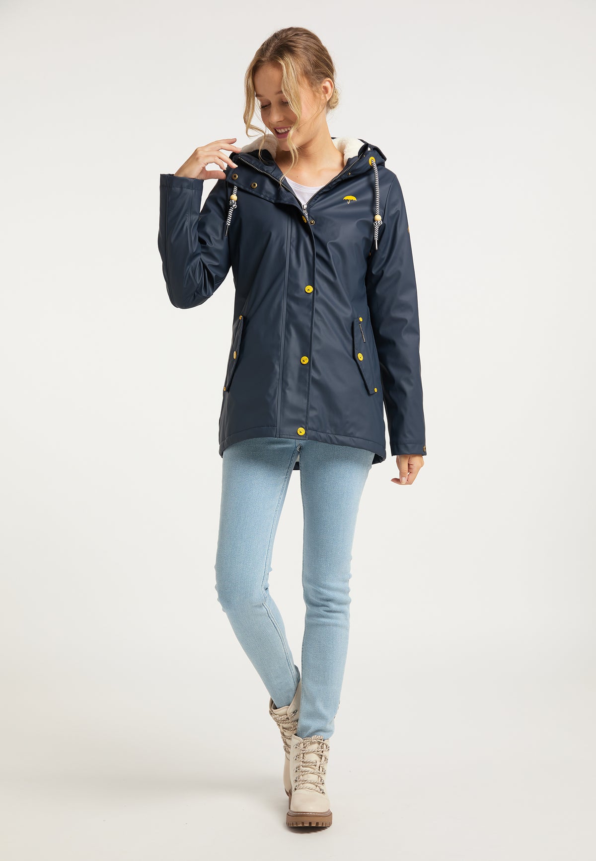 Schmuddelwedda Damen-Regenjacke mit Teddyfutter