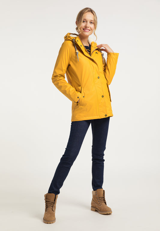 Schmuddelwedda Damen-Regenjacke mit Teddyfutter