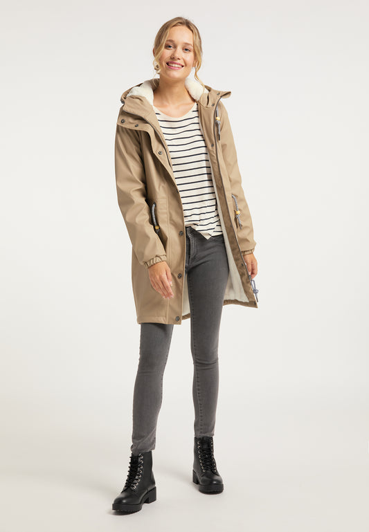 Schmuddelwedda Damen-Regenmantel mit Teddyfutter