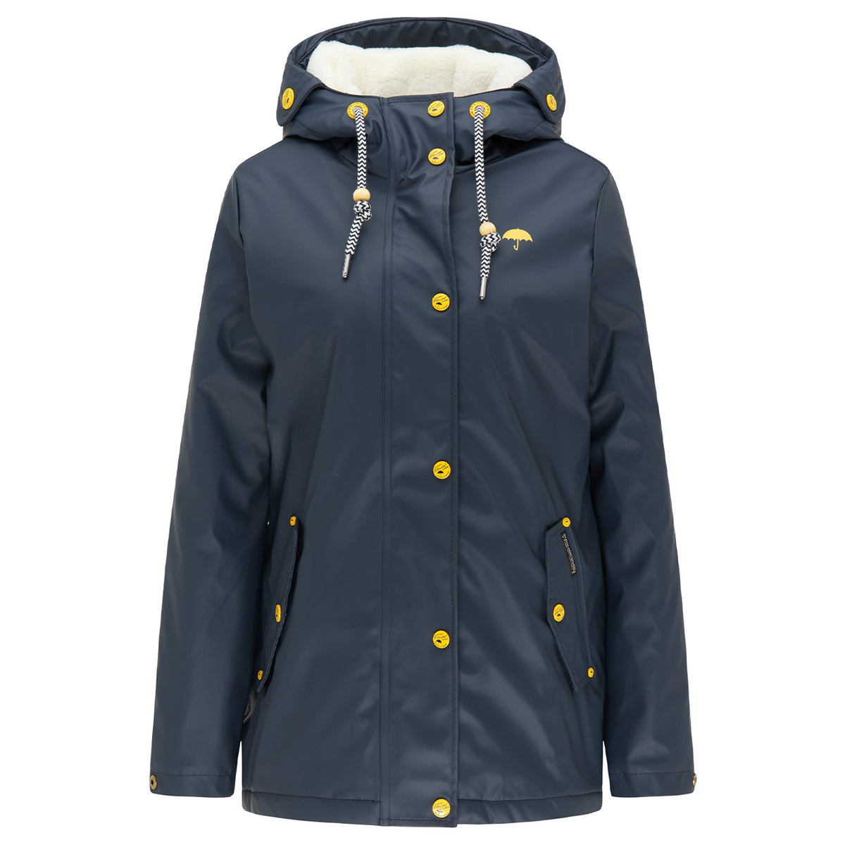 Schmuddelwedda Damen-Regenjacke mit Teddyfutter