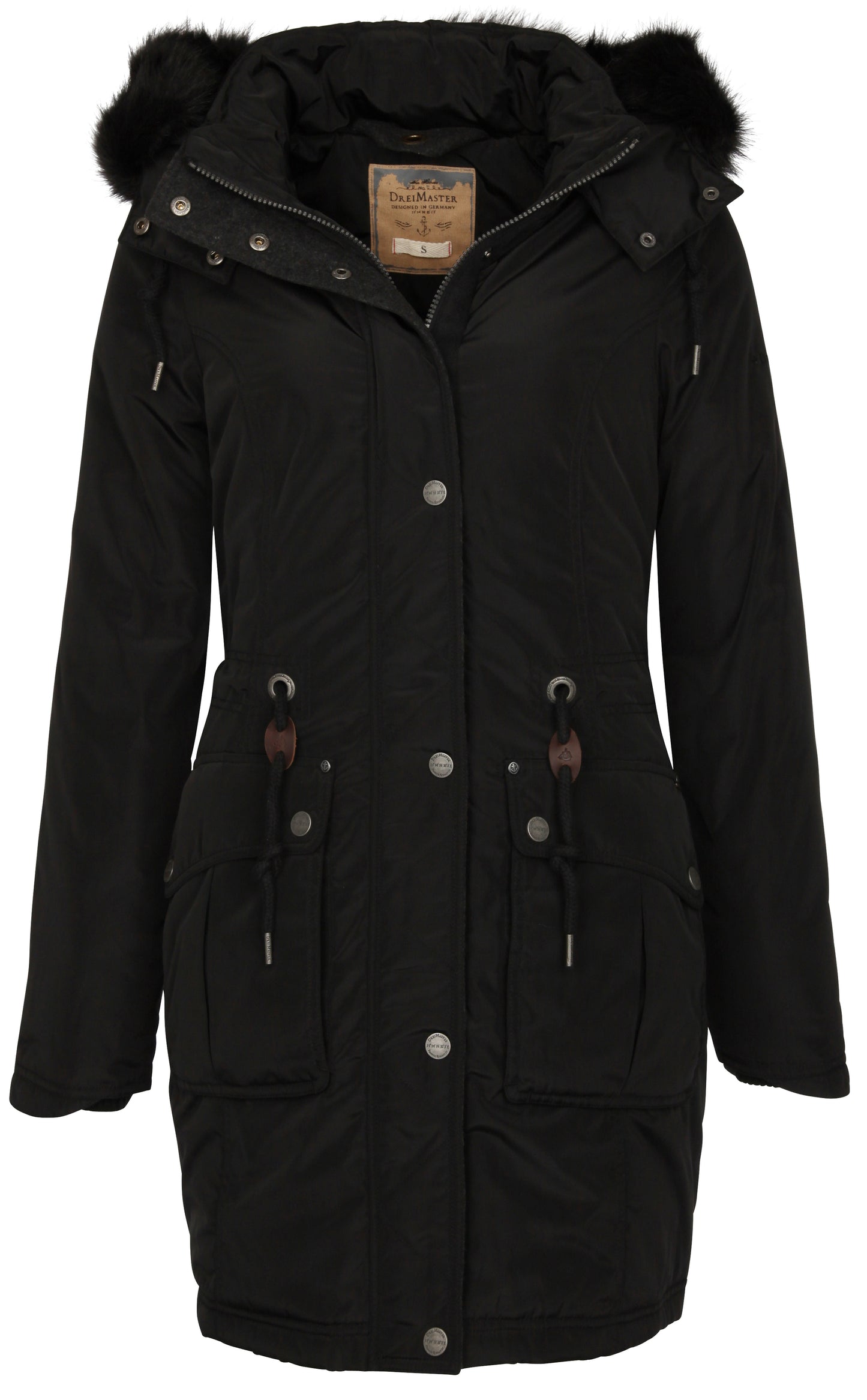 DreiMaster Women's Parka mit abnehmbarem Webpelzkragen + Kapuze