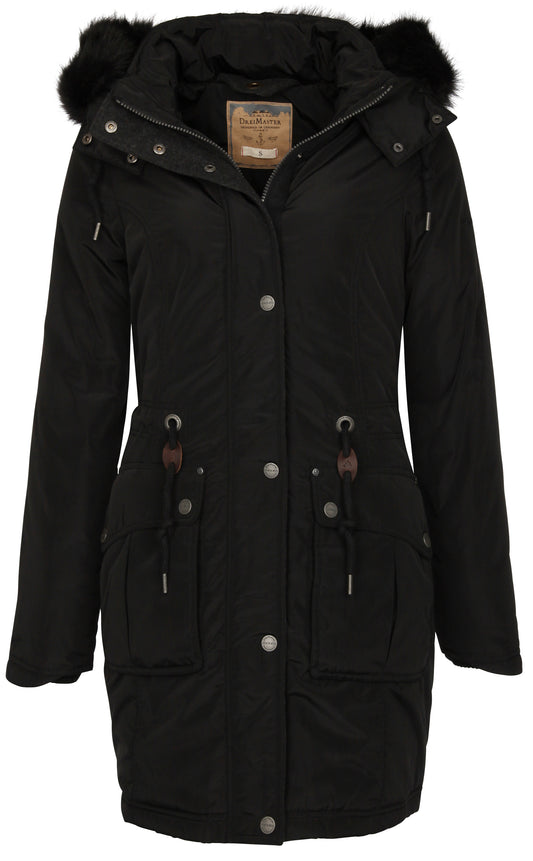 DreiMaster Damen Parka mit abnehmbarem Webpelzkragen und Kapuze
