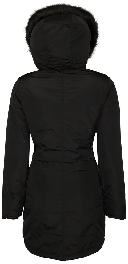 DreiMaster Women's Parka mit abnehmbarem Webpelzkragen + Kapuze